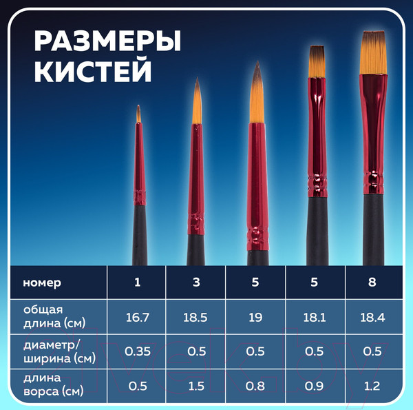 Изображение товара Набор кистей Brauberg Premium / 201024 (5шт)