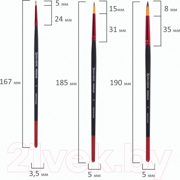 Изображение товара Набор кистей Brauberg Premium / 201024 (5шт)