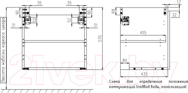 Изображение товара Тумба под умывальник ЗОВ Монови 60 / M60LW0LW-LDSPW (подвесная/белый)