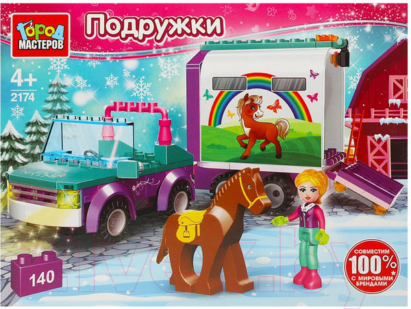 Изображение товара Конструктор Город мастеров Девочка перевозит лошадку / 2174-AA