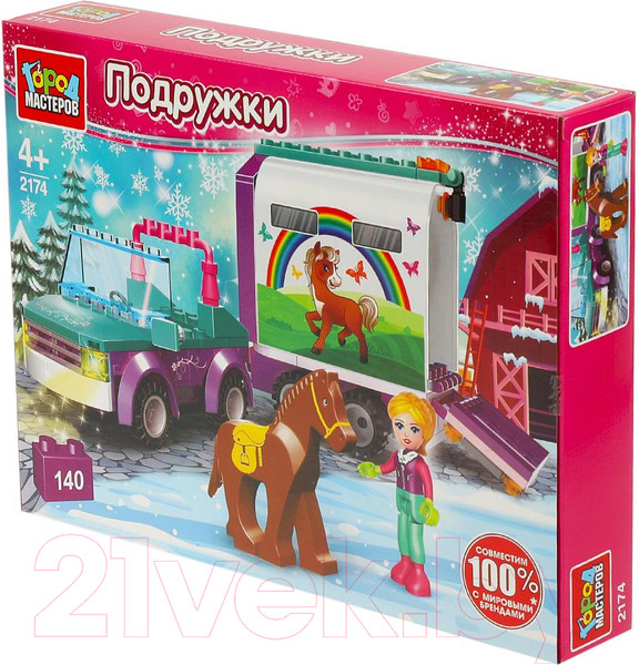 Изображение товара Конструктор Город мастеров Девочка перевозит лошадку / 2174-AA