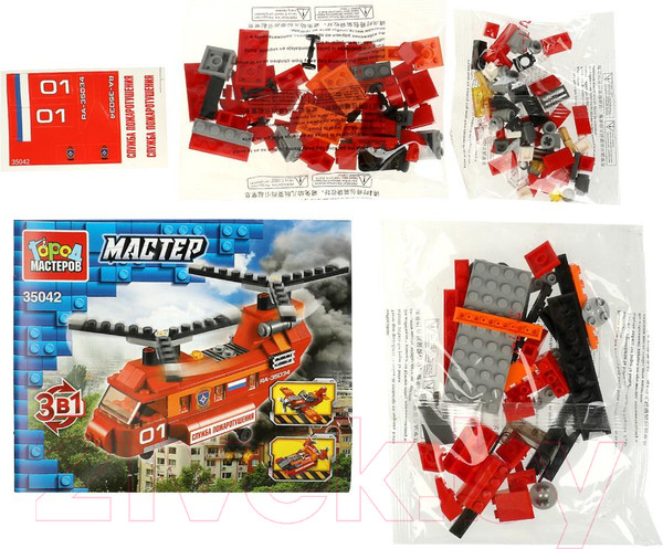 Изображение товара Конструктор Город мастеров Пожарный вертолет / 35042-ZH