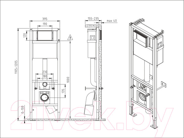 Изображение товара Унитаз подвесной с инсталляцией AM.PM X-Joy C851701SC + Cersanit Link Pro S-IN-MZ-LINK_PRO + 64109