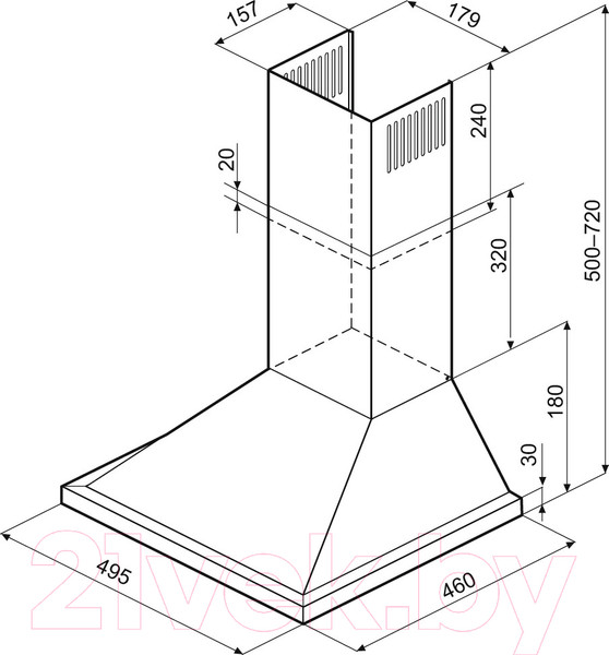 Изображение товара Вытяжка купольная Krona Brief 500 PB / КА-00005787 (нержавеющая сталь)