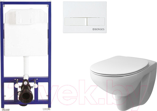 Изображение товара Унитаз подвесной с инсталляцией Damixa Elder DX17c1700SC + Berges Novum 525 040000 + L1 040011