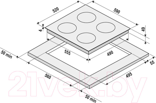 Изображение товара Электрическая варочная панель Krona Zauber 60 BL TK / КА-00005756