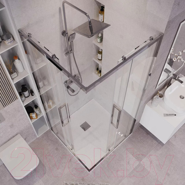 Изображение товара Душевой уголок Grossman Cosmo 80x80x195 / 300.K33.02.8080.10.00 (хром/прозрачное стекло)