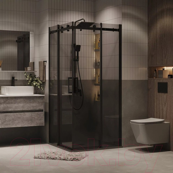 Изображение товара Душевой уголок Grossman Classic 80x80x195 / 300.K33.04.8080.21.10 (черный матовый/тонированное стекло)