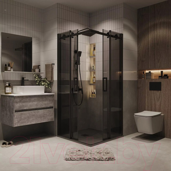 Изображение товара Душевой уголок Grossman Classic 80x80x195 / 300.K33.04.8080.21.10 (черный матовый/тонированное стекло)