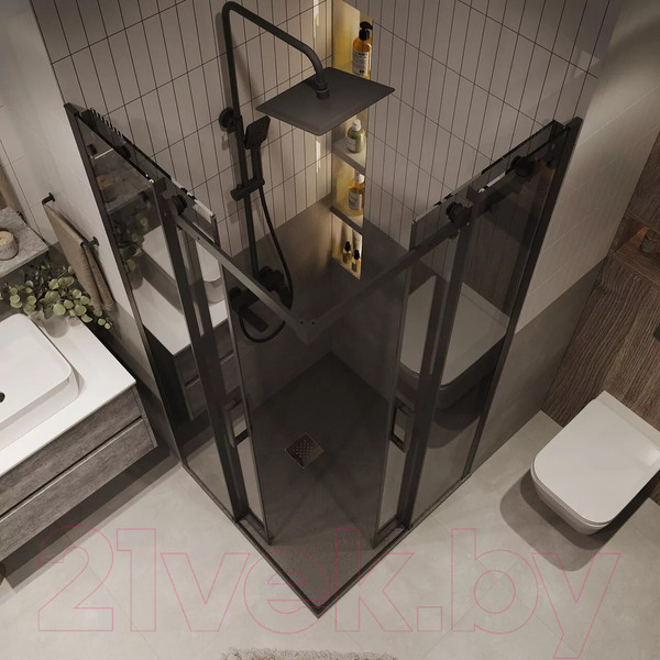 Изображение товара Душевой уголок Grossman Classic 80x80x195 / 300.K33.04.8080.21.10 (черный матовый/тонированное стекло)