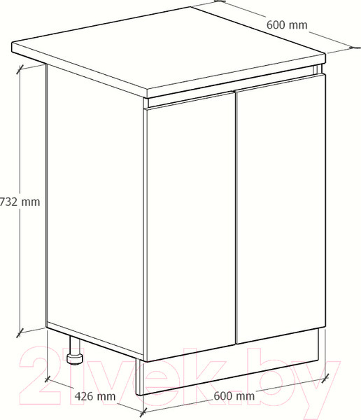 Изображение товара Шкаф-стол кухонный Артём-Мебель Мэри 600мм СН-114.230 (серый графит)
