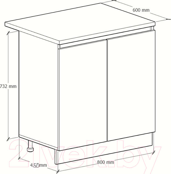 Изображение товара Шкаф-стол кухонный Артём-Мебель Мэри 800мм СН-114.231 (белый)