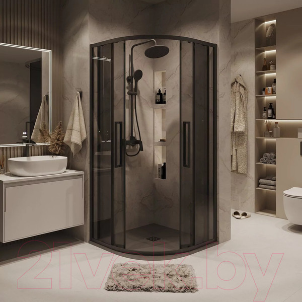 Изображение товара Душевой уголок Grossman Cosmo 100x100x195 / 301.K33.02.1010.21.10 (черный матовый/тонированное стекло)