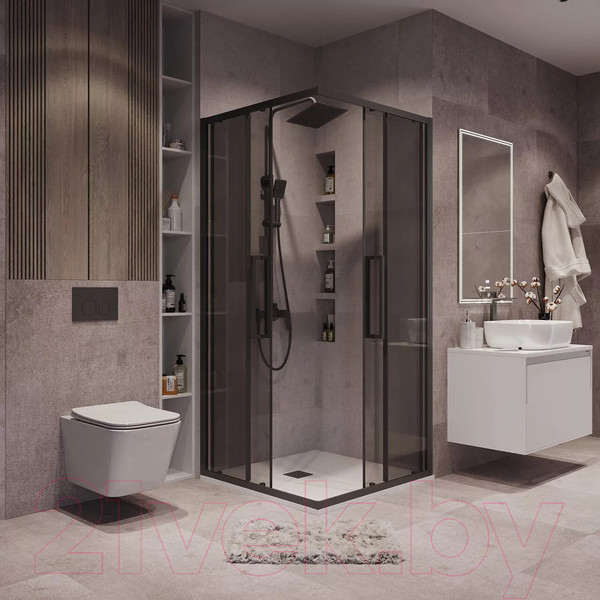 Изображение товара Душевой уголок Grossman Cosmo 80x80x195 / 300.K33.02.8080.21.10 (черный матовый/тонированное стекло)