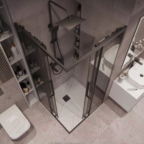 Изображение товара Душевой уголок Grossman Cosmo 80x80x195 / 300.K33.02.8080.21.10 (черный матовый/тонированное стекло)