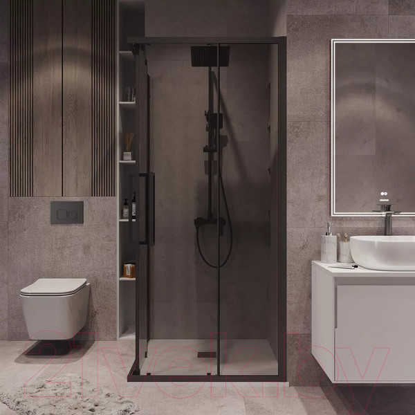 Изображение товара Душевой уголок Grossman Cosmo 80x80x195 / 300.K33.02.8080.21.10 (черный матовый/тонированное стекло)