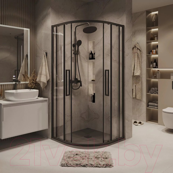 Изображение товара Душевой уголок Grossman Cosmo 80x80x195 / 301.K33.02.8080.21.00 (черный матовый/прозрачное стекло)