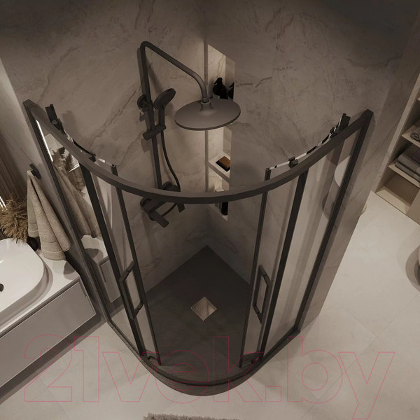 Изображение товара Душевой уголок Grossman Cosmo 80x80x195 / 301.K33.02.8080.21.00 (черный матовый/прозрачное стекло)