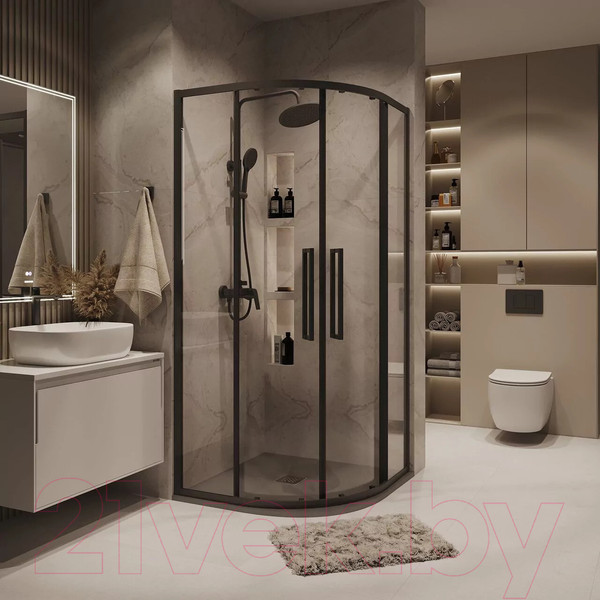 Изображение товара Душевой уголок Grossman Cosmo 80x80x195 / 301.K33.02.8080.21.00 (черный матовый/прозрачное стекло)