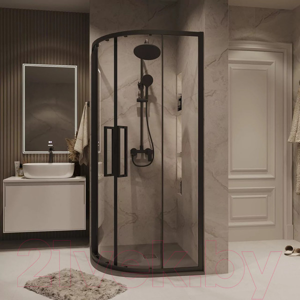 Изображение товара Душевой уголок Grossman Cosmo 80x80x195 / 301.K33.02.8080.21.00 (черный матовый/прозрачное стекло)