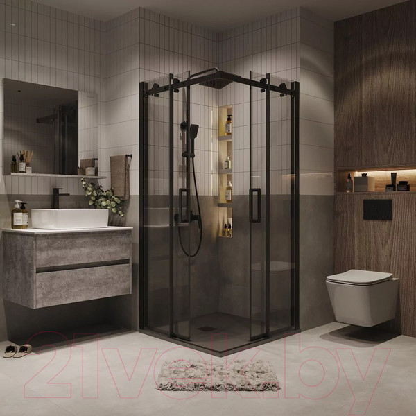 Изображение товара Душевой уголок Grossman Classic 80x80x195 / 300.K33.04.8080.21.00 (черный матовый/прозрачное стекло)