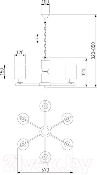 Изображение товара Люстра Евросвет 60146/6  (латунь)