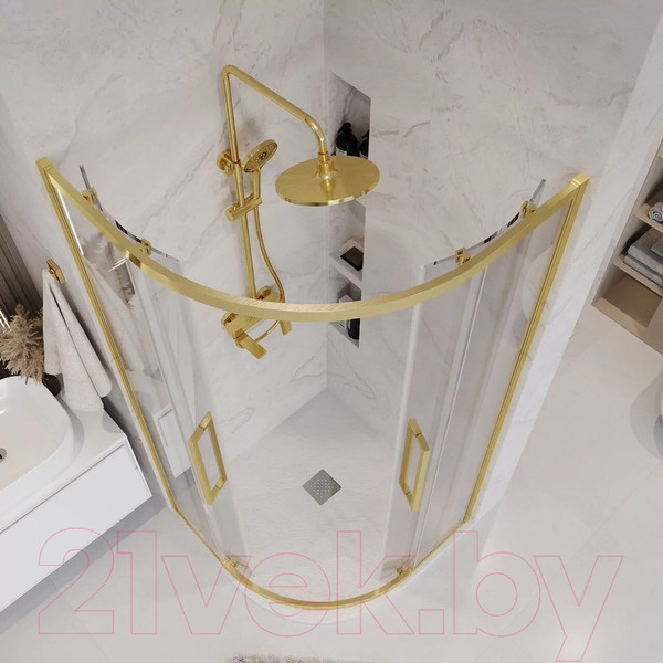 Изображение товара Душевой уголок Grossman Cosmo 100x100x195 / 301.K33.02.1010.32.00 (золото сатин/прозрачное стекло)