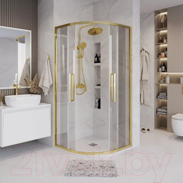 Изображение товара Душевой уголок Grossman Cosmo 100x100x195 / 301.K33.02.1010.32.00 (золото сатин/прозрачное стекло)