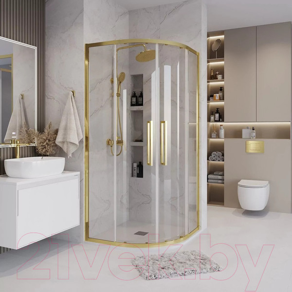 Изображение товара Душевой уголок Grossman Cosmo 100x100x195 / 301.K33.02.1010.32.00 (золото сатин/прозрачное стекло)