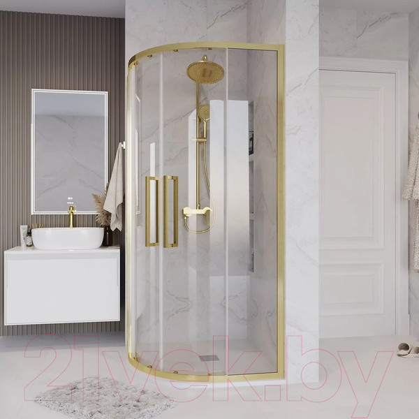 Изображение товара Душевой уголок Grossman Cosmo 100x100x195 / 301.K33.02.1010.32.00 (золото сатин/прозрачное стекло)