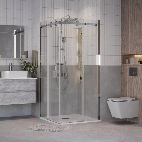 Изображение товара Душевой уголок Grossman Classic 80x80x195 / 300.K33.04.8080.10.00 (хром/прозрачное стекло)