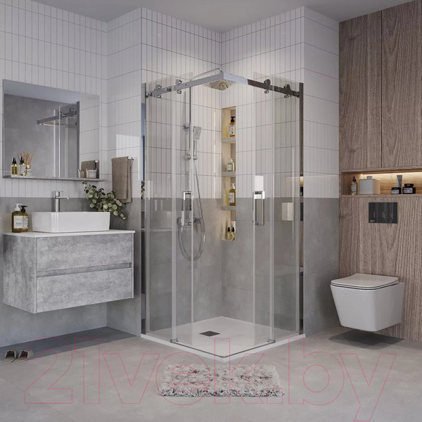 Изображение товара Душевой уголок Grossman Classic 80x80x195 / 300.K33.04.8080.10.00 (хром/прозрачное стекло)