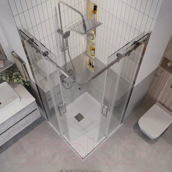 Изображение товара Душевой уголок Grossman Classic 80x80x195 / 300.K33.04.8080.10.00 (хром/прозрачное стекло)