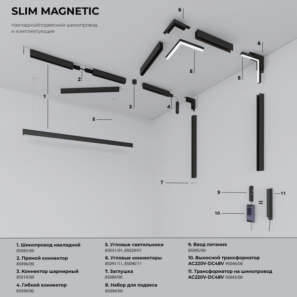 Изображение товара Трековый светильник Elektrostandard Slim Magnetic Dim Kos 12W 2700-6500K 85082/01 (черный)
