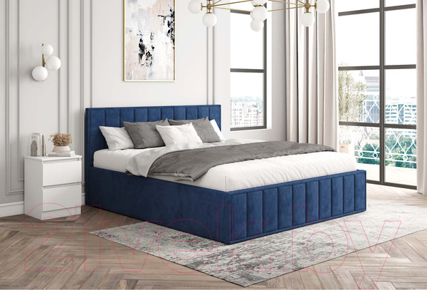 Изображение товара Двуспальная кровать ДСВ Лана 1.6 с подъемным механизмом (синий софт)