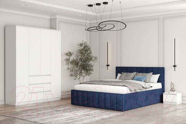 Изображение товара Двуспальная кровать ДСВ Лана 1.6 с подъемным механизмом (синий софт)