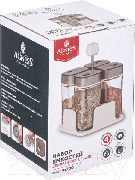 Изображение товара Набор для специй Agness 671-106 (4шт)