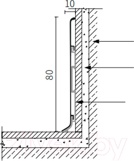 Изображение товара Плинтус Русский Профиль SSZ-80мм (2.5м, серебристый, крепеж 5шт)