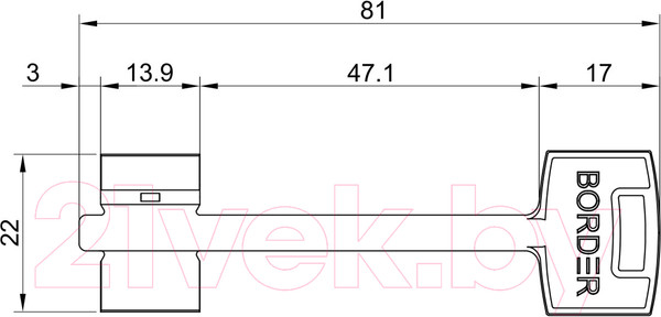 Изображение товара Замок врезной Border 76705-ЗВ9-8/13 (черный жемчуг)