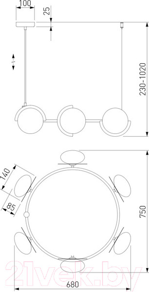 Изображение товара Люстра Евросвет 70150/6 (черный/латунь)