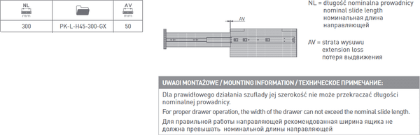 Изображение товара Комплект направляющих мебельных GTV Versalite Light PK-L-H45-300-GX
