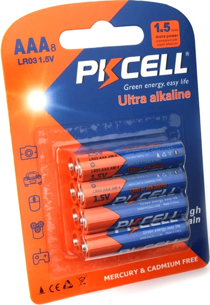 Изображение товара Комплект батареек Pkcell AAA LR03 Alkaline 1.5V / LR03-8B (8шт)