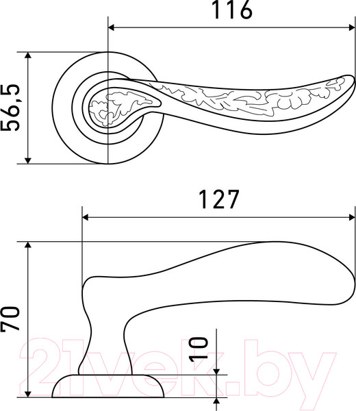 Изображение товара Ручка дверная Аллюр Арт Аджи AB К3300 (старая бронза)