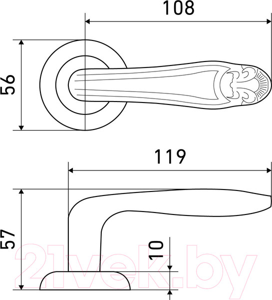 Изображение товара Ручка дверная Аллюр Арт Каяна AB К3400 (старая бронза)