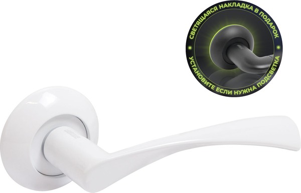 Изображение товара Ручка дверная Аллюр Арт Оскар с накладкой W 13110 (матовый белый)