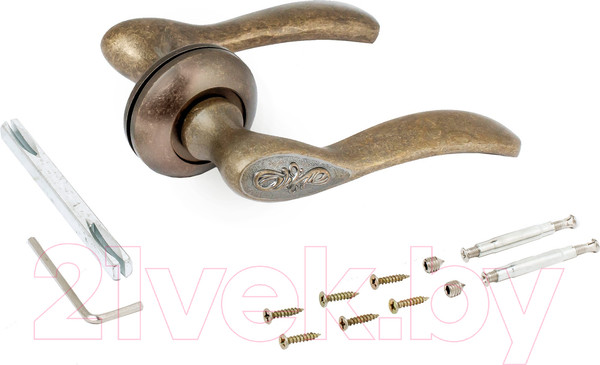 Изображение товара Ручка дверная Аллюр Арт Шэрон с накладкой OB 17130 (состаренная бронза)