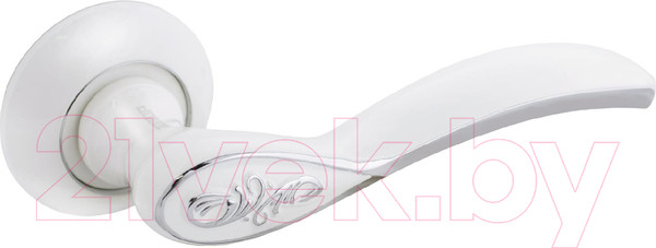 Изображение товара Ручка дверная Аллюр Арт Шэрон с накладкой W/CP 17112 (белый/хром)
