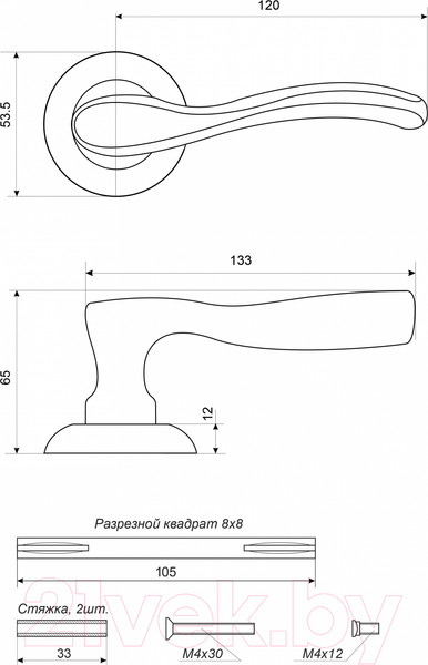 Изображение товара Ручка дверная Аллюр Арт Шэрон с накладкой W/CP 17112 (белый/хром)