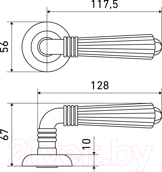Изображение товара Ручка дверная Аллюр Арт Эмита AB К3600 (старая бронза)