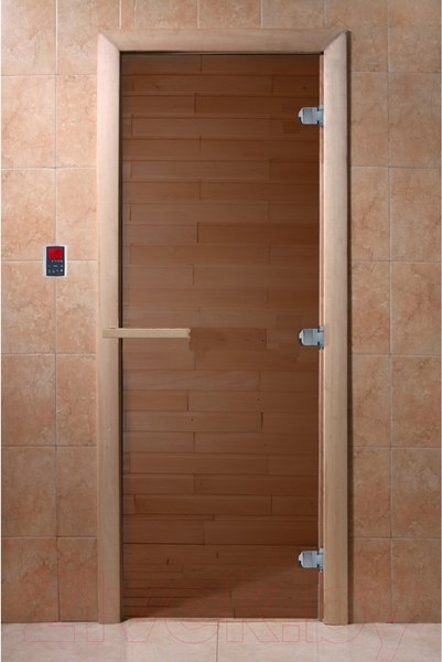 Изображение товара Стеклянная дверь для бани/сауны Doorwood Теплый день 200x60 / DW02653 (бронза, коробка листва)
